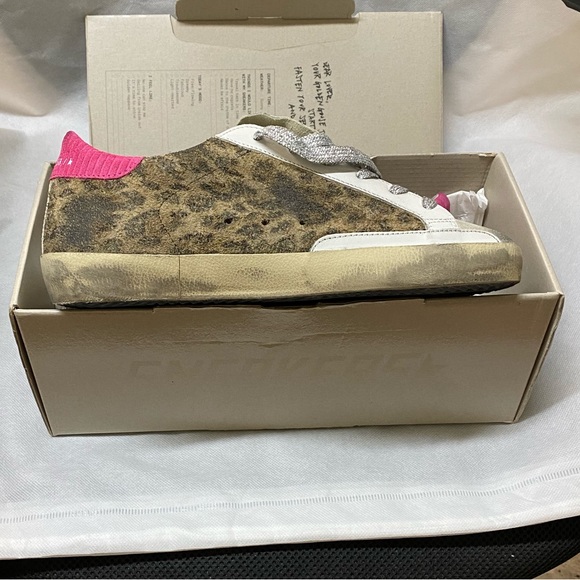 NIB Golden Goose Super-Star Leopard & Blue Glitter Star Sneaker, 37 - Picture 10 of 12